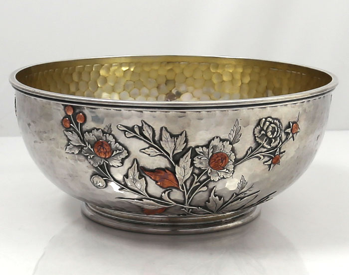 Whiting antique sterling hammered mixed metals bowl