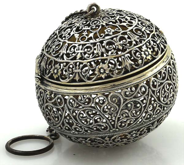 Rare Shiebler antique sterling hand made filigree tea ball