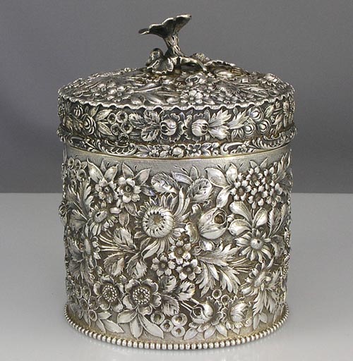 Large Stieff antique silver tea caddy