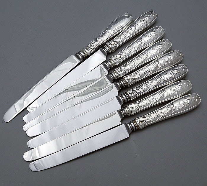 Tiffany audubon pattern dinner knives