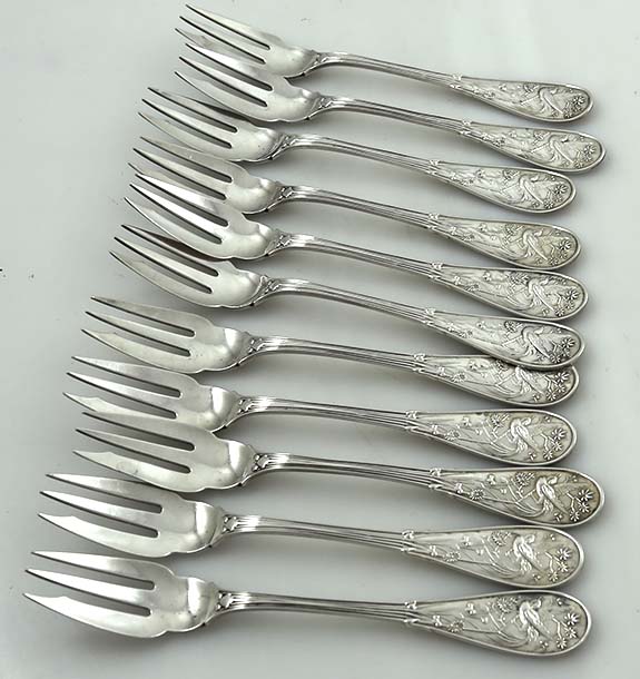 Tiffany Japanese sterling pastry forks
