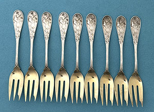 Tiffany Japanese sterling and gilt oyster forks