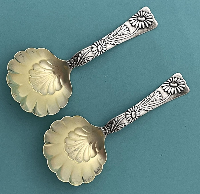 pair of Tiffany Vine sterling silver bon bon spoons