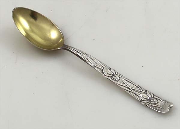 Tiffany Vine Iris motif stelring coffee spoons with gold washed bowls