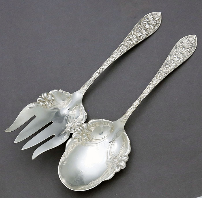 Frank Whiting Easter Lily sterling salad set