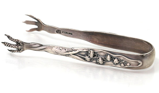 Whiting lily of the valley sterling sugar tongs