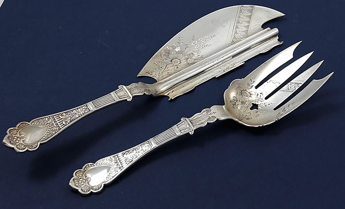 Wood & Hughes antique sterling fish set in Murillo pattern