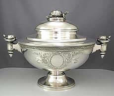 Wendt antique silver tureen with turtles