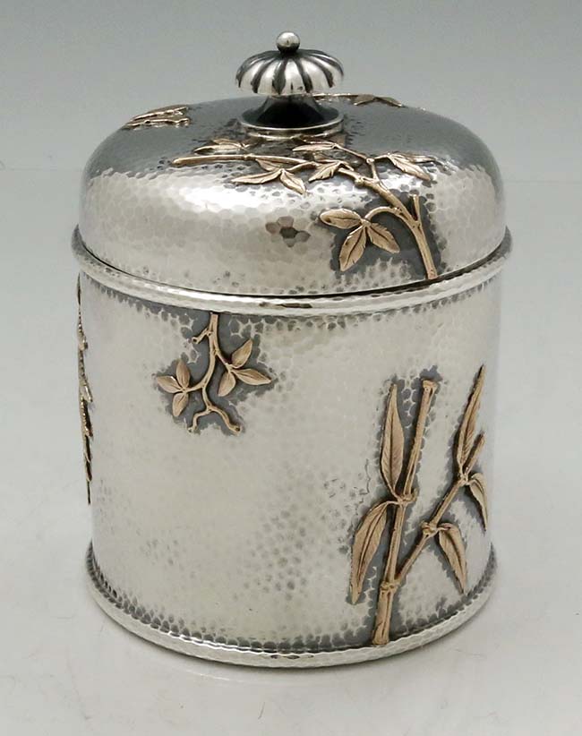 other side of Dominick and Haff sterling mixed metals cannister