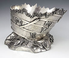 Gorham antique sterling ice bowl with barrel staves and icicles on rocks circa 1870 antique sterling silver