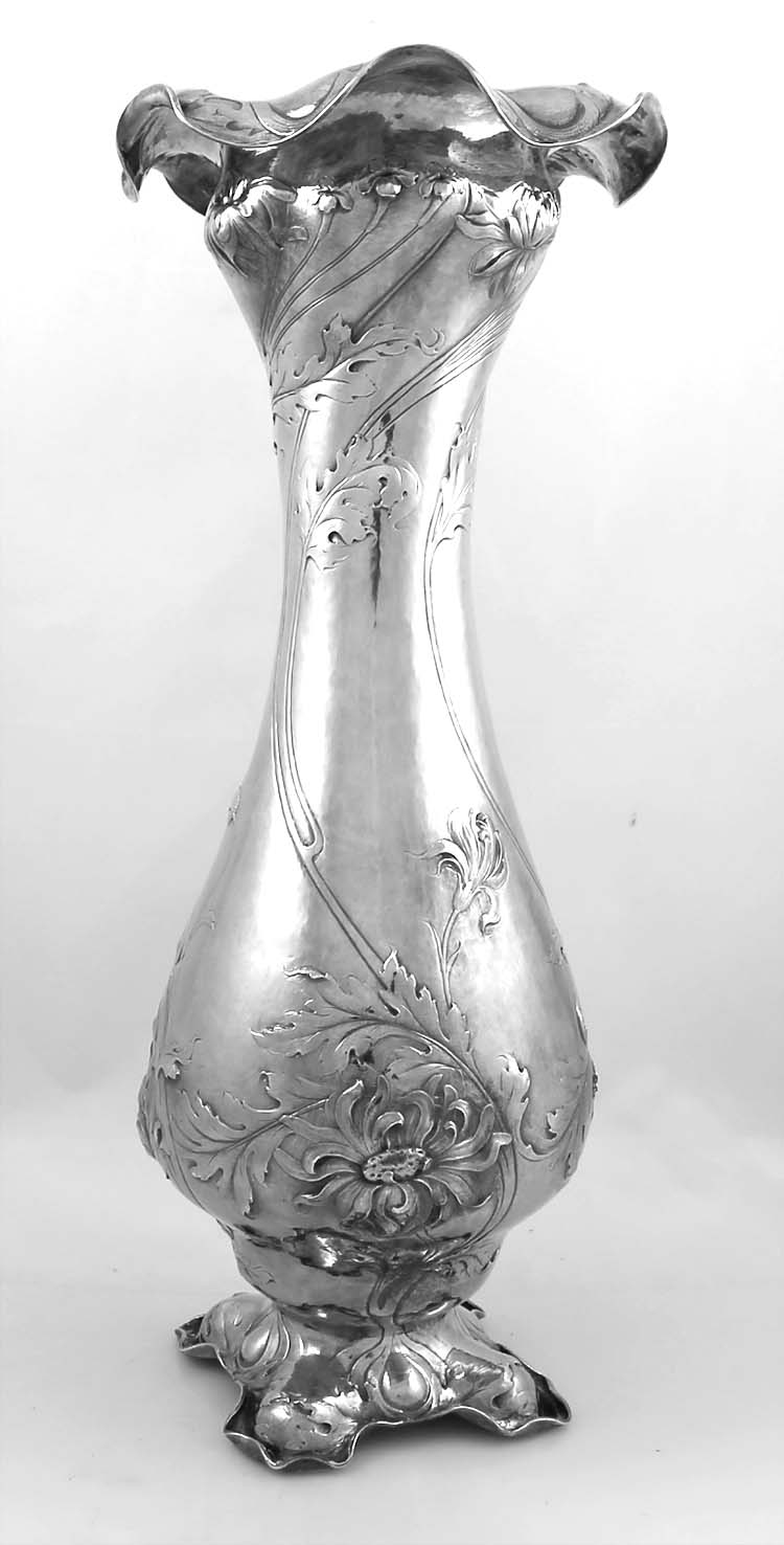 Gorham martele vase art nouveau sterling 76oz