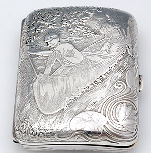 Tiffany serling  cigarette case lily pads water lilies