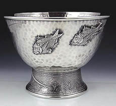 Tiffany antique sterling hammered and applied ice bowl