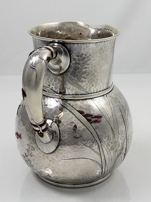 Tiffany mixed metals pitcher with fish