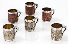 Tiffany mokume cups with French import marks