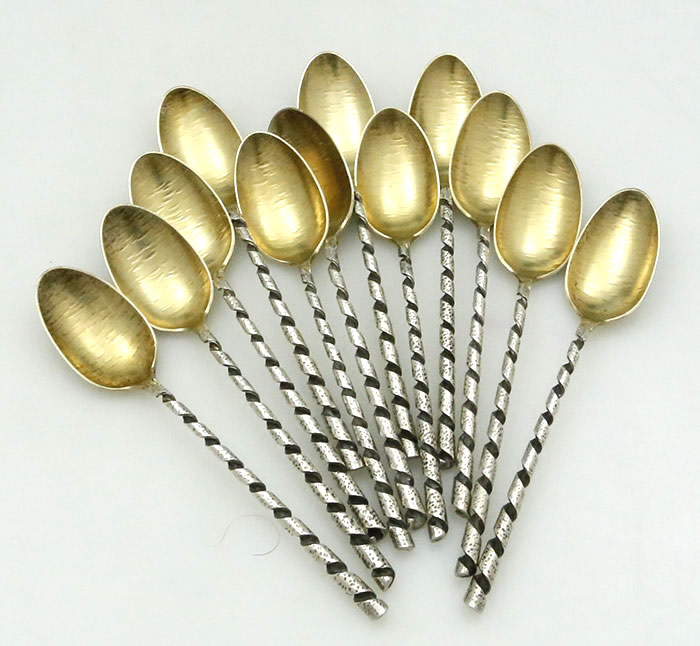 Dominick & Haff sterling coffee spoons with twisted handles