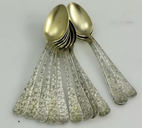 dominick and haff sterling coffee spoons gold washed bowls