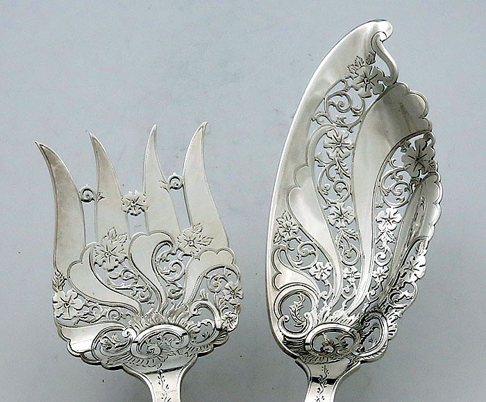 Dominick & Haff sterling silver fish set