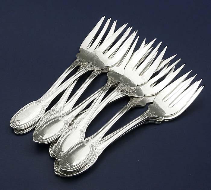 twelve Buccellatti Empire pattern dessert forks