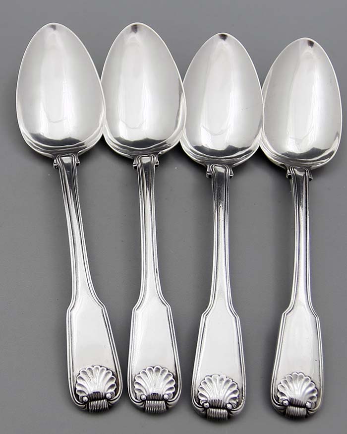 Chinese silver KHC tablespoons fiddle thread and shell