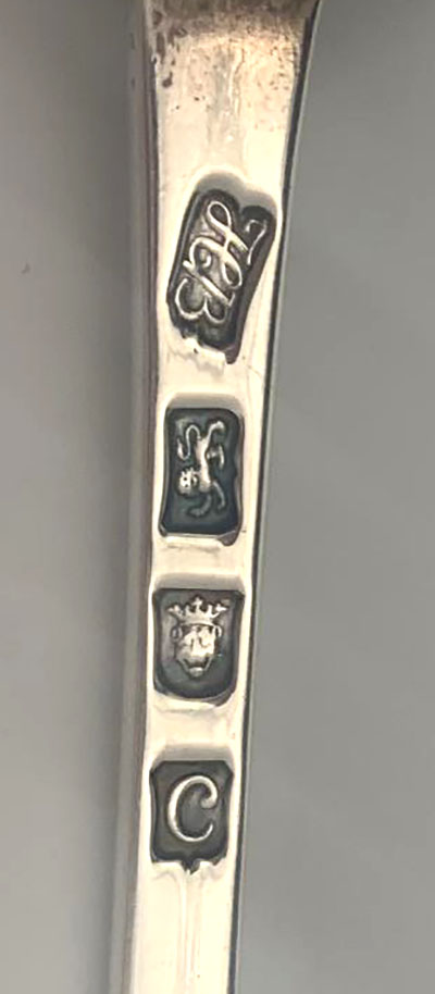 Hester Bateman hallmarks on stuffing spoon  London 1778