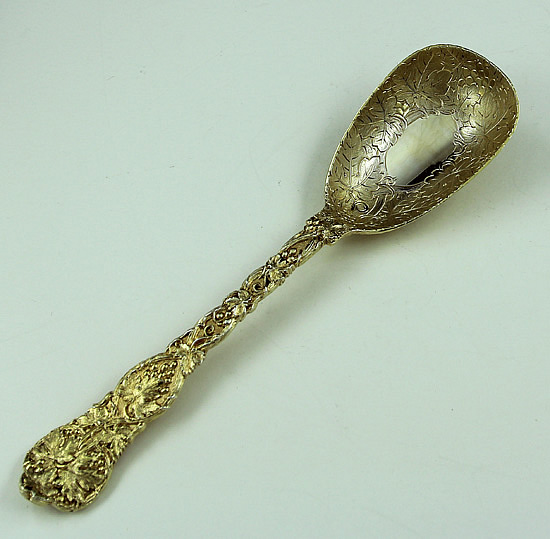 English silver Chased Vine berry spoon