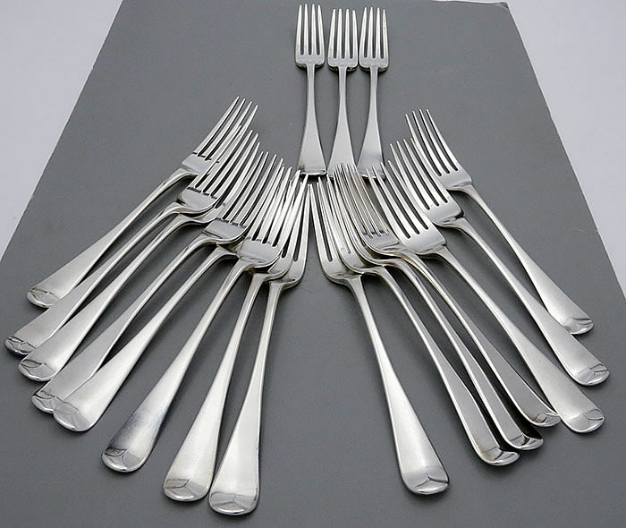 Jonathan Hayne group of English antique silver table forks