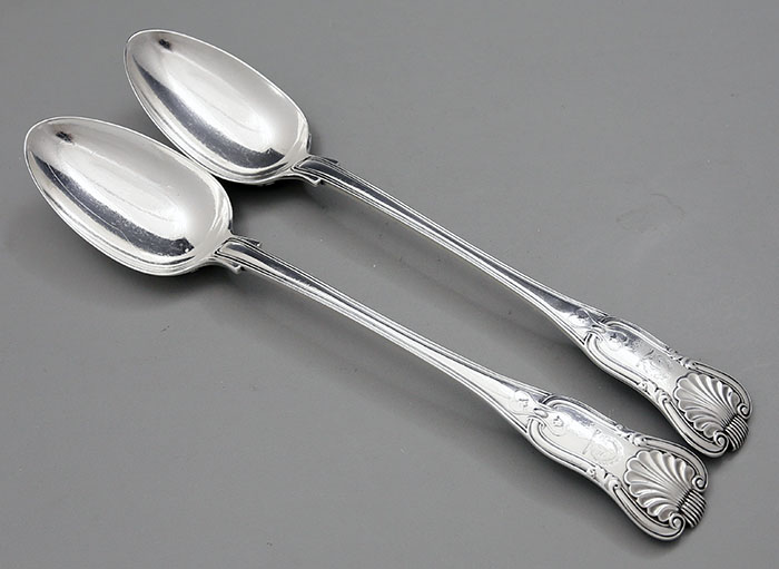 English antique silver stuffing spoons Hourglass pattern London 1826