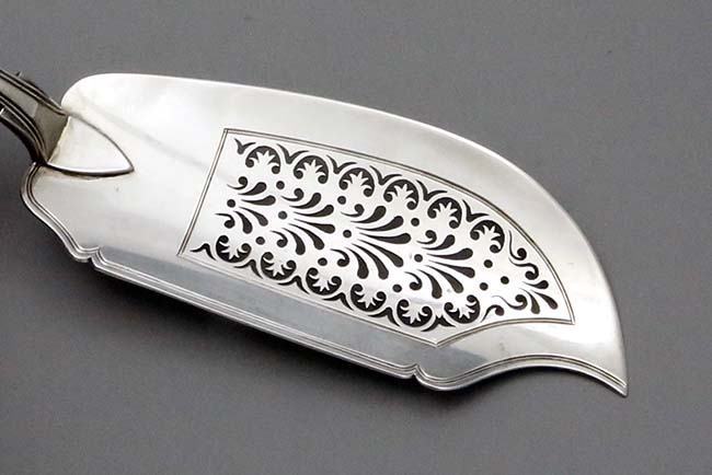 pierced blade of antique silver fish server