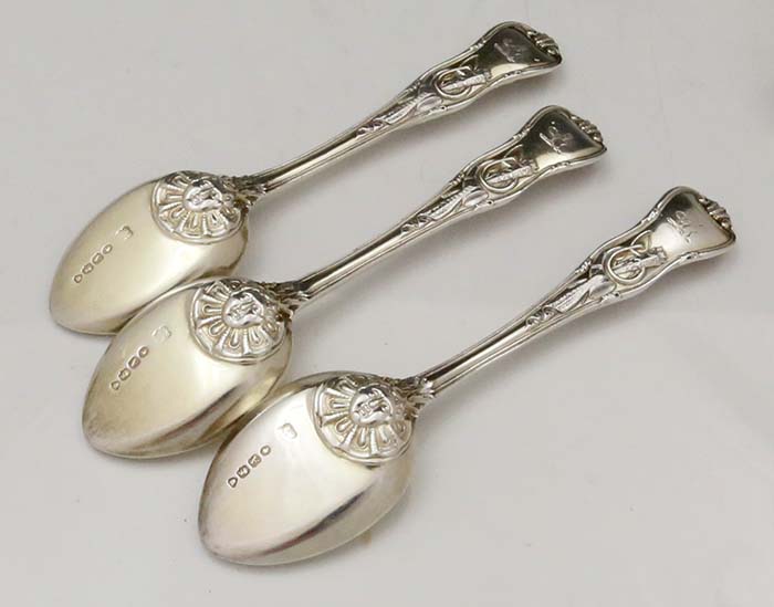 Stag hunt English silver dessert spoons