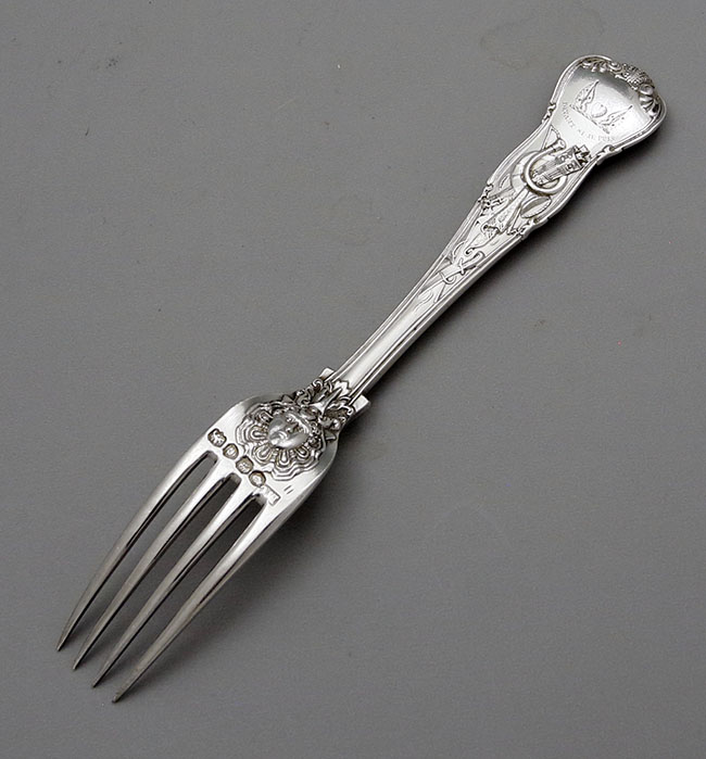 English hallmarked silver stag hunt luncheon forks with crests engraved William IV