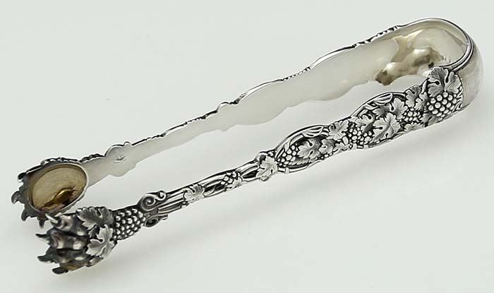 Heavy French antique silver first purity tongs