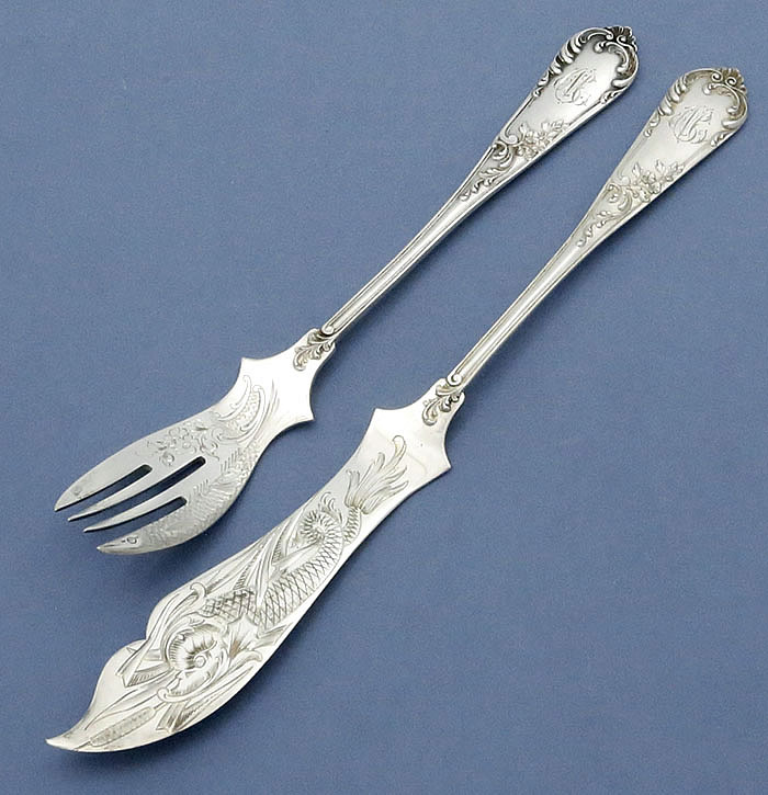 German fish knife and fork 800 silver antique silver