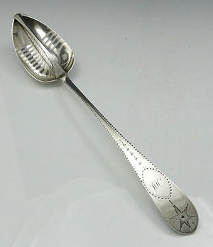 Irish antique silver divided stuffing spoon Dublin 1804