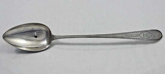 John Shiels Dublin 1796 antique silver stuffing spoon