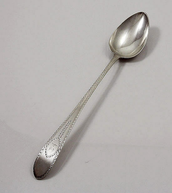 John Shiels Dublin 1796 antique silver stuffing spoon