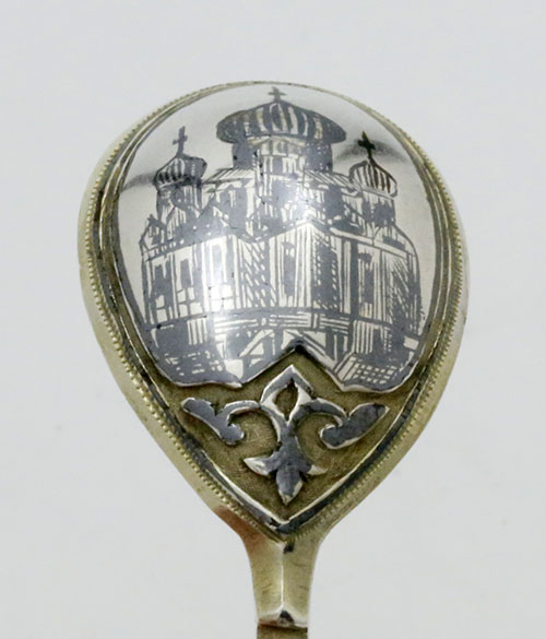 Russian antique silver niello spoons