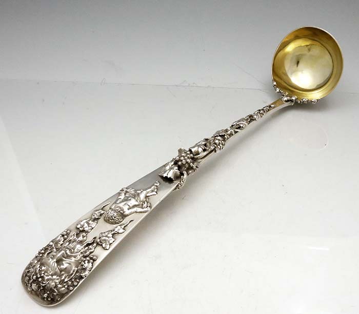 Long view of Gorham antique sterling silver punch ladle 1895