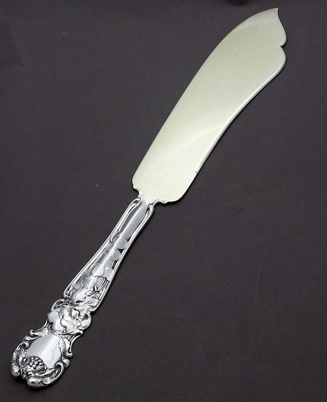 Gorham art nouveau sterling ice cream knife with cherries