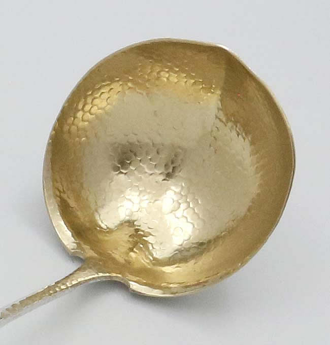 bowl of Gorham soup ladle gold washed