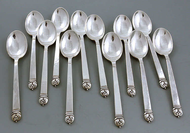 Peer Smed sterling oval soup spoons or dessert spoons