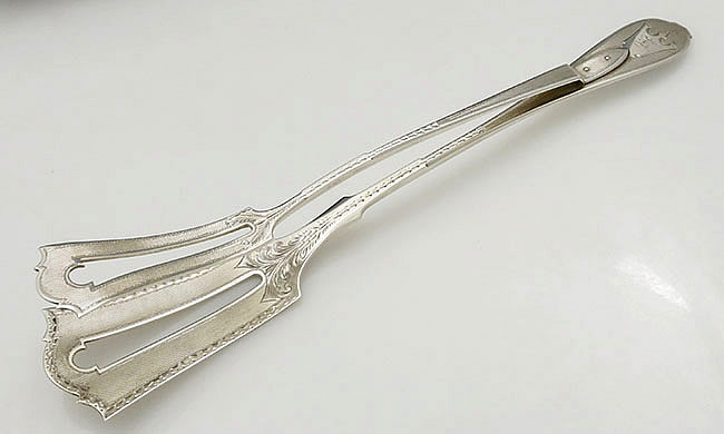 George Sharp antique sterling tongs in original box