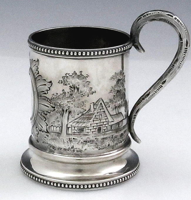 antique George Sharp for Bailey silver cup landscape
