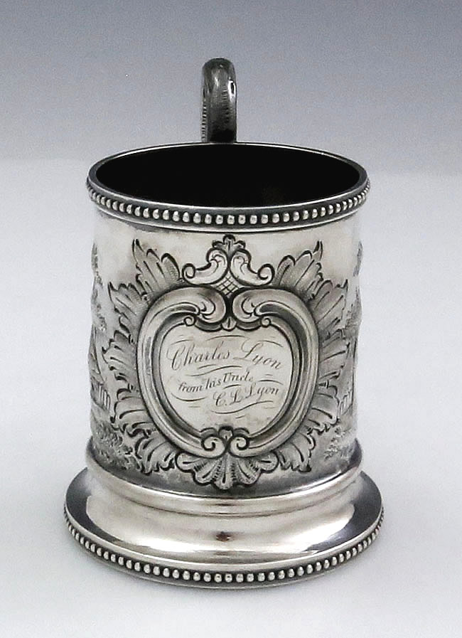 antique silver landscape chased cup
