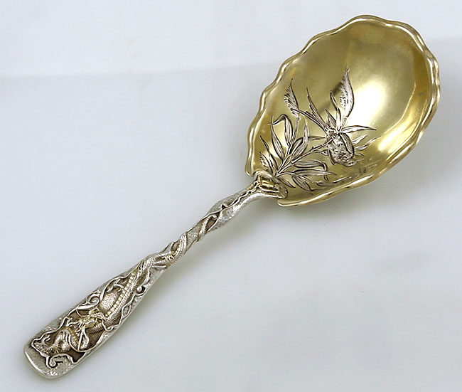 Gorham Hizen sterling serving spoon with bird and dragon