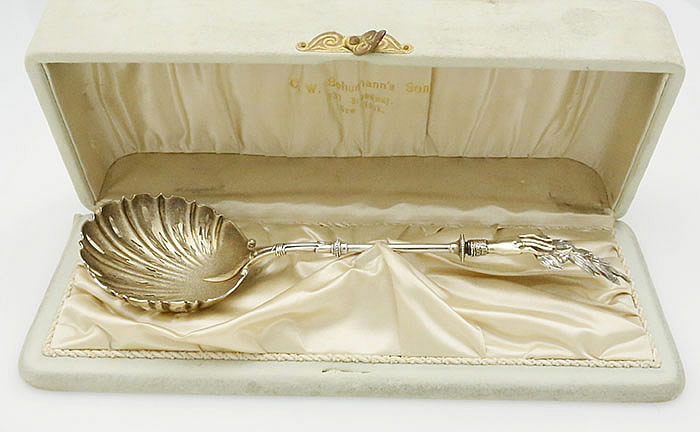 Gorham antique silver olive branch sifter spoon in box
