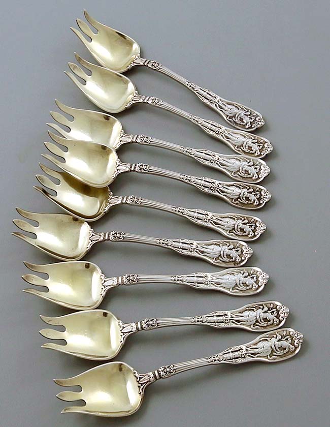 Gorham Mythologique ice cream forks antique sterling silver