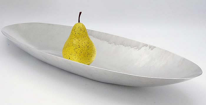 Allan Adler Hand hammered ova canoe shaped dish fruit bowl