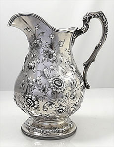 William Forbes coin silver chased pitcher
