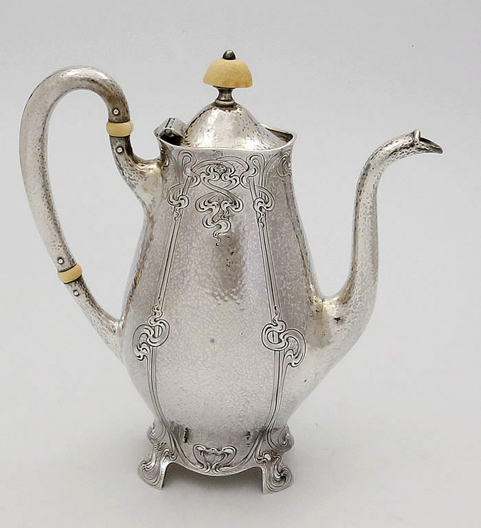 sterling silver hand hammered coffee pot